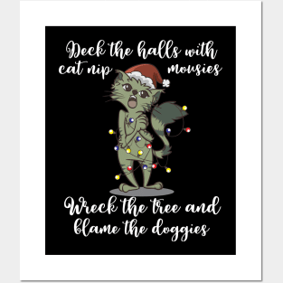 Christmas Carol Singer Cats Caroler for Cat Lovers Posters and Art